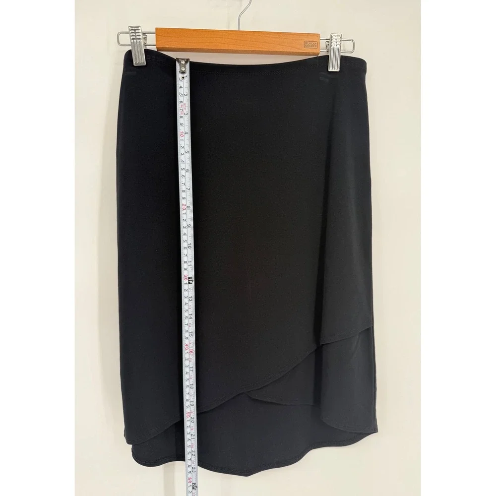 Express Womens Black Wrap Front Tulip Hem Midi Skirt Sz S Solid Pull On